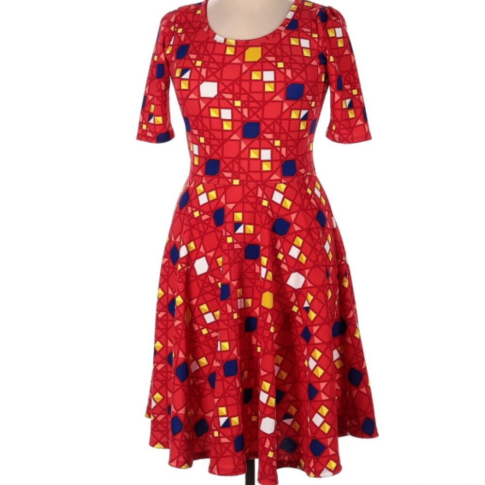 Beautiful Lularoe nicole dress with geometric print